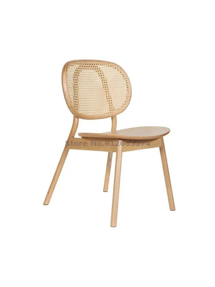 일본 스타일 등 받침 의자, 레트로 라탄 의자, 북유럽 거실, 목가적인 스타일, 라탄 의자